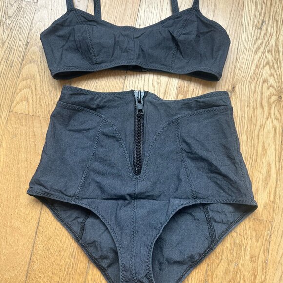 Lisa Marie Fernandez Genevieve High Waist Zipped 2-Piece Bikini Black - Picture 6 of 8